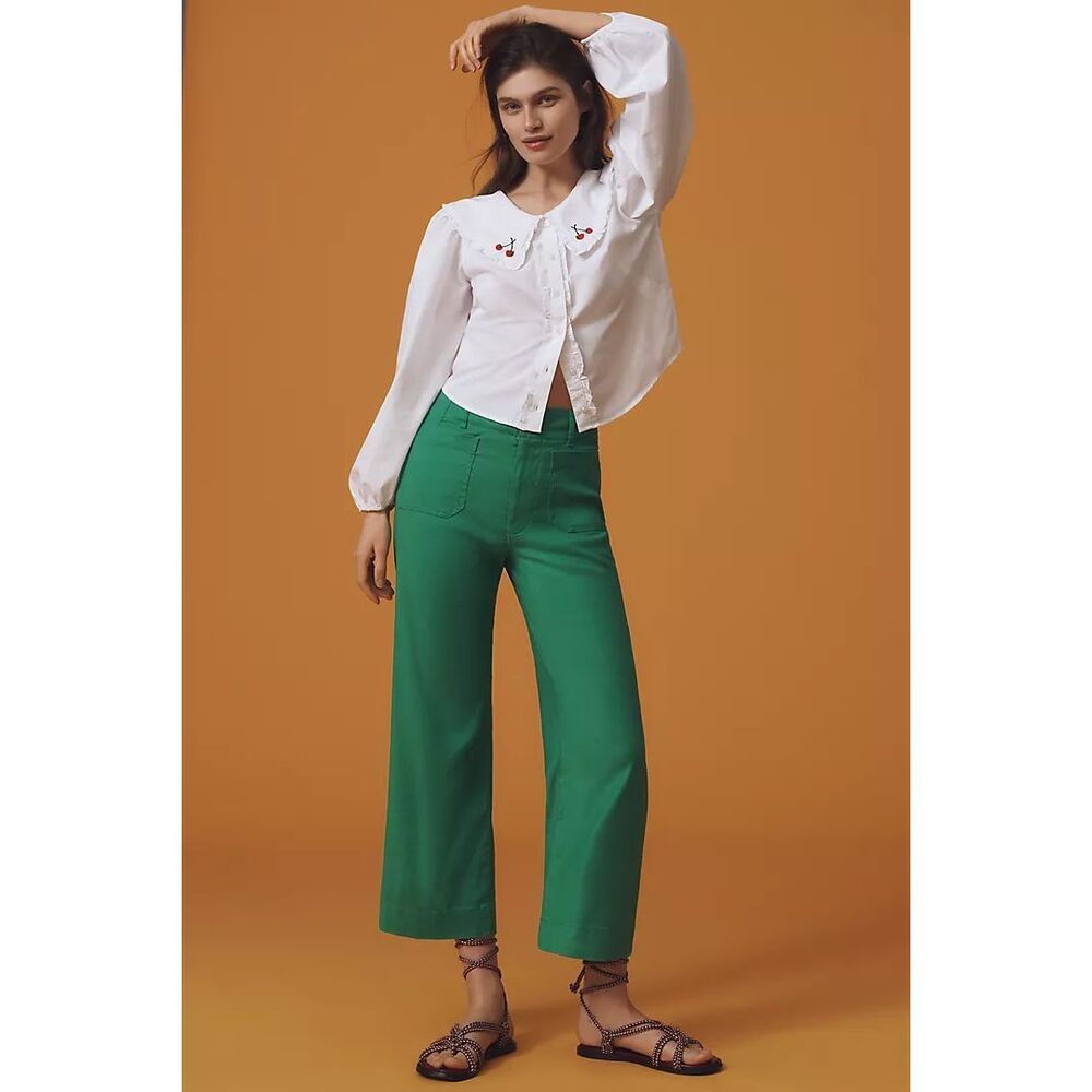 Anthropologie The Colette Cropped Wide-Leg Trousers by Maeve: Linen Edition Size